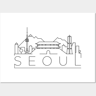 Seoul Minimal Skyline Posters and Art